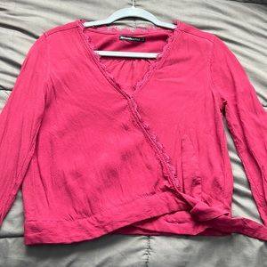 Abercrombie & Fitch Red Wrap Top with Lace: Size Woman Small